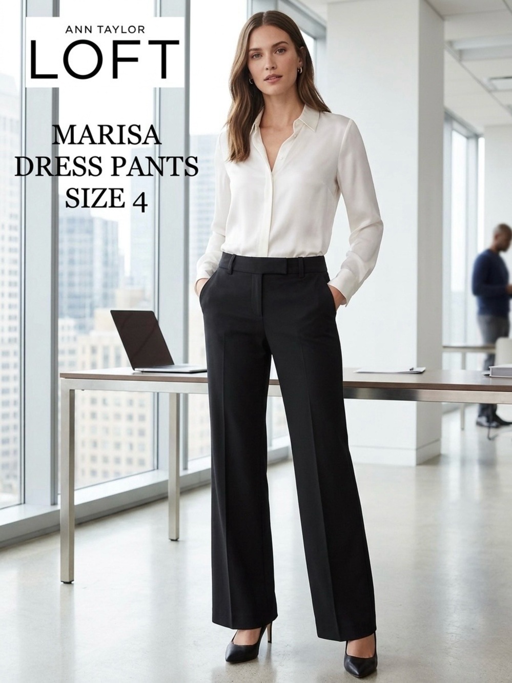 LOFT Black Wide-Leg Dress Pants